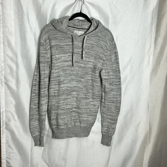 Better Cotton Sun+Stone Men Grey Solid Marled  Hooded Sweater with drawstrings - Picture 13 of 15